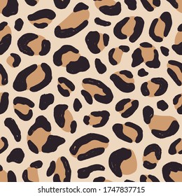 Luxury leopard fur texture seamless pattern vector flat illustration. Colorful spotted exotic print. Elegant natural predator wallpaper. Fashionable decorative textile. Stylish cheetah coat