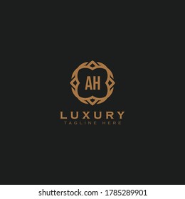 luxury letter AH logo design template. monogram initials sign symbol. elegant jewelry frame icon