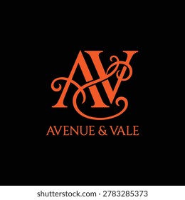 Luxury Letter AV Monogram Logo Template for Avenue and Vale - Elegant Swirls Style