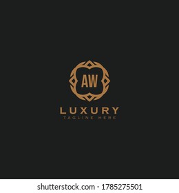 luxury letter AW logo design template. monogram initials sign symbol. elegant jewelry frame icon