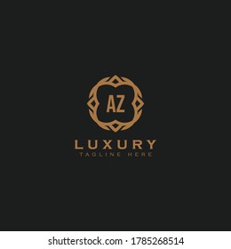 luxury letter AZ logo design template. monogram initials sign symbol. elegant jewelry frame icon