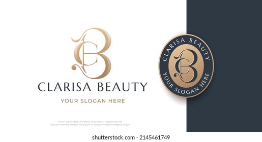 luxury letter b c monogram serif logo design