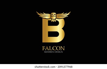 Luxury Letter B Falcon Flying Logo Stock Vector (Royalty Free) 2091377968