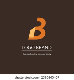 luxury letter B logo design. Initial Letter B Logo. Yellow Gold Paint Logo B Letters Icon,  B unique alphabet letter logo, golden yellow Origami Style on Blue Background. for Logos and Busin