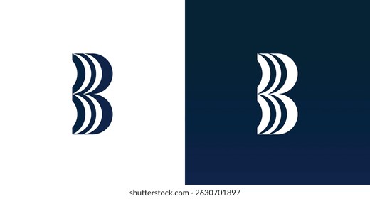 Luxury letter b logo template in dark blue color. Luxury letter b logo design with modern and trendy initials. Premium luxury letter b logo design vector template.