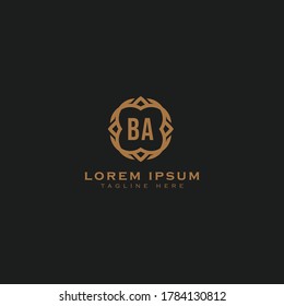 luxury letter BA logo design template. monogram initials sign symbol. elegant jewelry frame icon