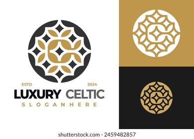 Luxury Letter C Celtic Flower logo design vector symbol icon illustration