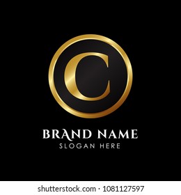 luxury letter C logo template in gold color. Royal premium logo template vector