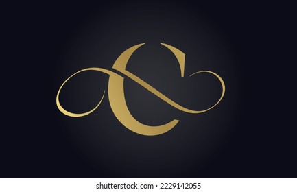 Luxury Letter C Logo Template In Gold Color. Initial Luxury c Letter Logo Design. Beautiful Logotype Design For Luxury Company Branding. 