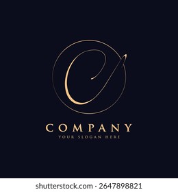 Luxury letter c logo template in gold color. Modern trendy initial luxury c letter logo design. Royal premium letter c logo design vector template.