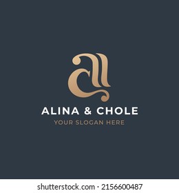 luxury letter c monogram serif logo design