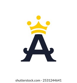 carta de luxo A com design de modelo de ilustração de vetor de logotipo de coroa