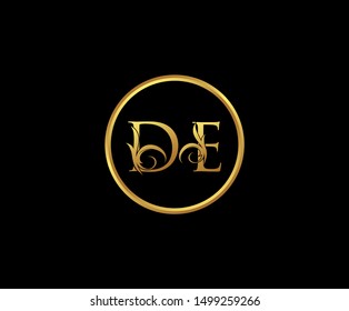 Luxury letter D and E, DE, Gold Logo Icon, classy gold letter monogram logo icon suitable for boutique,restaurant, wedding service, hotel or business identity. 