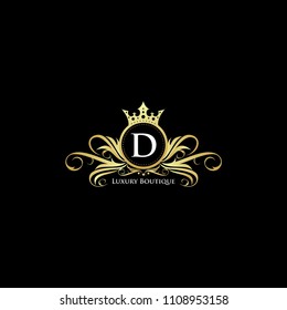 Luxury Letter D Gold Queen Design Logo. Elegant Gold logo Design Suitable for boutique,restaurant, wedding service, 
hotel or business identity.