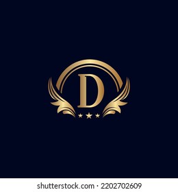 Luxury Letter D Logo Royal Gold Star