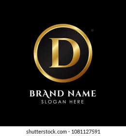 luxury letter D logo template in gold color. Royal premium logo template vector