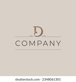 letra de lujo D monograma serif diseño del logotipo. vector D de letra de logotipo minimalista