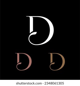 luxury letter D monogram serif logo design. minimalist logo letter D vector