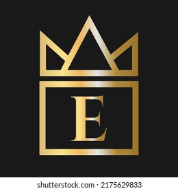 Luxury Letter E with Crown Logo for Cosmetic, Boutique, Hotel Identity Concept Vector