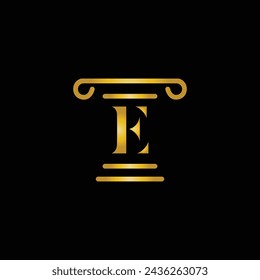 Luxury letter E incorporate with pillar of law. Great for lawyer associate