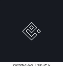 luxury letter E initials logo rectangle line concept. Elegant monogram design for real estate, business and cosmetic