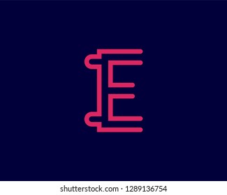 Luxury letter E logo. Elegant identity design. Linear creative monogram logo - Vector