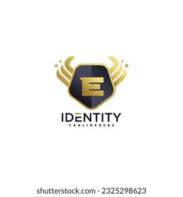 Luxury Letter E logo, gold Bull logo,head bull logo, monogram Logo Design Template