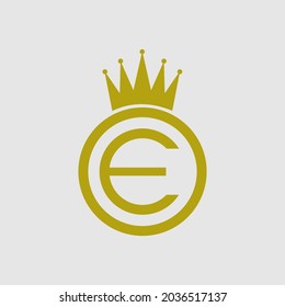 logotipo de letra e de lujo con forma redonda y corona. logotipos de lujo. logotipo de la corona.