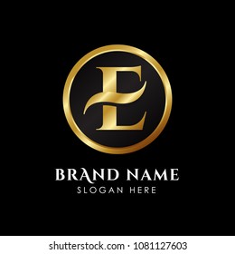 luxury letter E logo template in gold color. Royal premium logo template vector