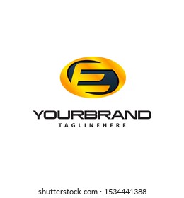 luxury letter E logo template in gold color in oval shape