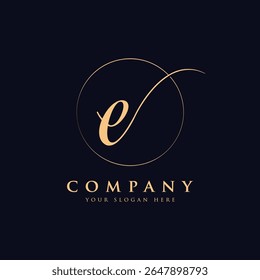 Luxury letter e logo template in gold color. Modern trendy initial luxury e letter logo design. Royal premium letter e logo design vector template.