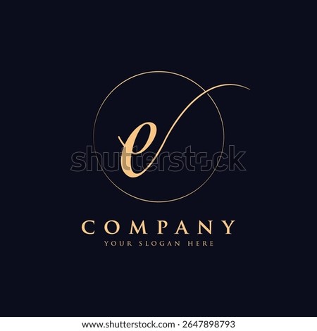 Luxury letter e logo template in gold color. Modern trendy initial luxury e letter logo design. Royal premium letter e logo design vector template.