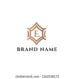 luxury letter E logo vector design. monogram initials sign symbol. elegant jewelry frame icon - Vector