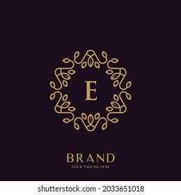 LUXURY LETTER E MONOGRAM AND NATURE LOGO DESIGN TEMPLATE
