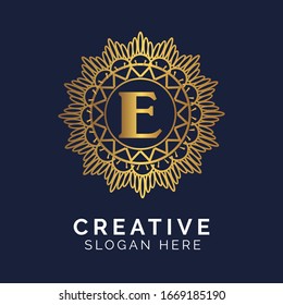 Luxury letter E monogram vector logo design. mandala and ornamental style.