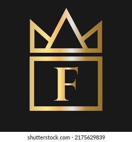 Luxury Letter F with Crown Logo for Cosmetic, Boutique, Hotel Identity Concept Vector