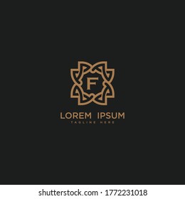 luxury letter F logo design template. monogram initials sign symbol. elegant jewelry frame icon