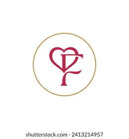 Luxury letter f logo design. Vector illustration letter f and love shape in circle. modern logo design vector icon template