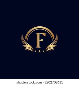 luxury letter F logo royal gold star