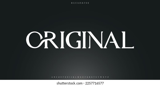 Luxury letter font and tech typeface. Minimal Alphabet set. Creative fonts Logo design for Business.