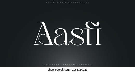 Letra de lujo y tipo de letra tecnológica. Conjunto de alfabetos mínimo. Fuentes creativas Diseño de logotipos para empresas.