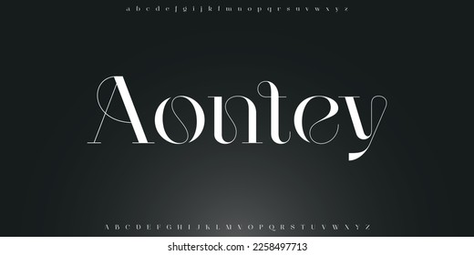 Luxury letter font and tech typeface. Minimal Alphabet set. Creative fonts Logo design for Business. - Shutterstock ID 2258497713