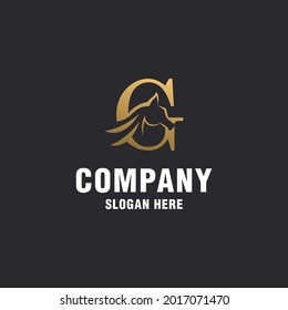 Luxury letter G with abstract horse logo template
