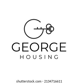 luxury letter G with key logo design