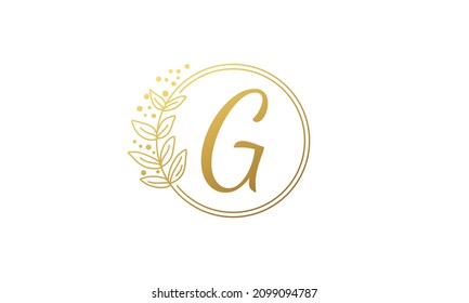luxury letter g logo with leaf design template