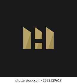 luxury letter H apartment home building construction logo template