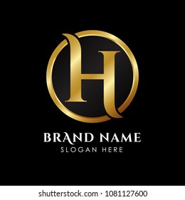 luxury letter H logo template in gold color. Royal premium logo template vector