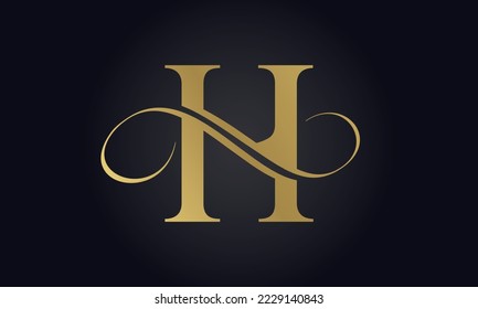 Luxury Letter H Logo Template In Gold Color. Initial Luxury H Letter Logo Design. Beautiful Logotype Design For Luxury Company Branding.