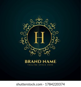 luxury letter H oranmental golden logo concept design