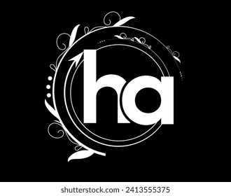 Luxury letter ha, logo template in black, whit color. Modern and simple initial luxury ha letter logo design. Royal premium and decorative letter, ha logo design vector template.